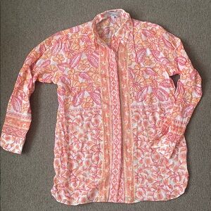 NWOT bella tu 100% Cotton Colorful Floral Button-Up Shirt sz small